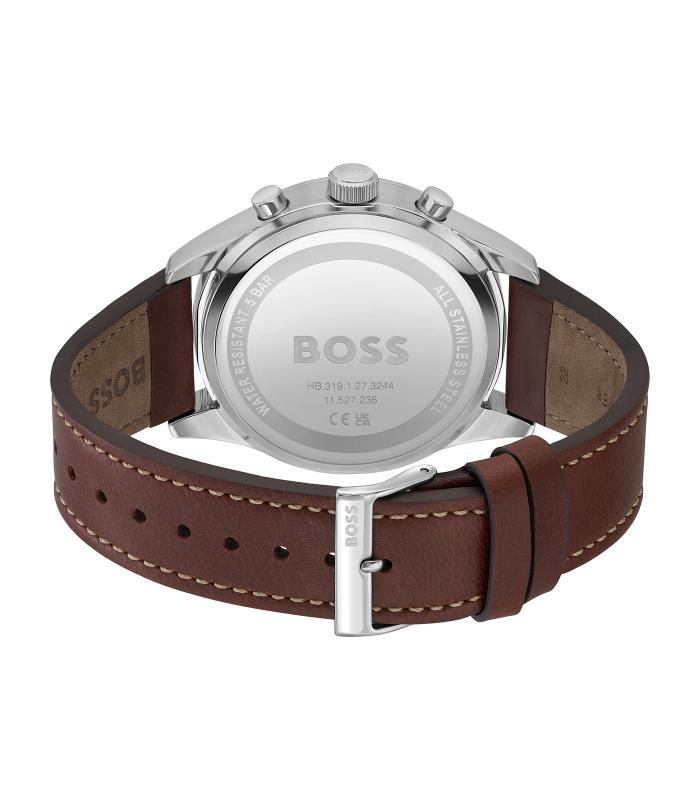 Boss - View - Homme -  Bracelet Camel -  Cadran Rouge - Boitier Argenté - 44 Mm - 5 Atm