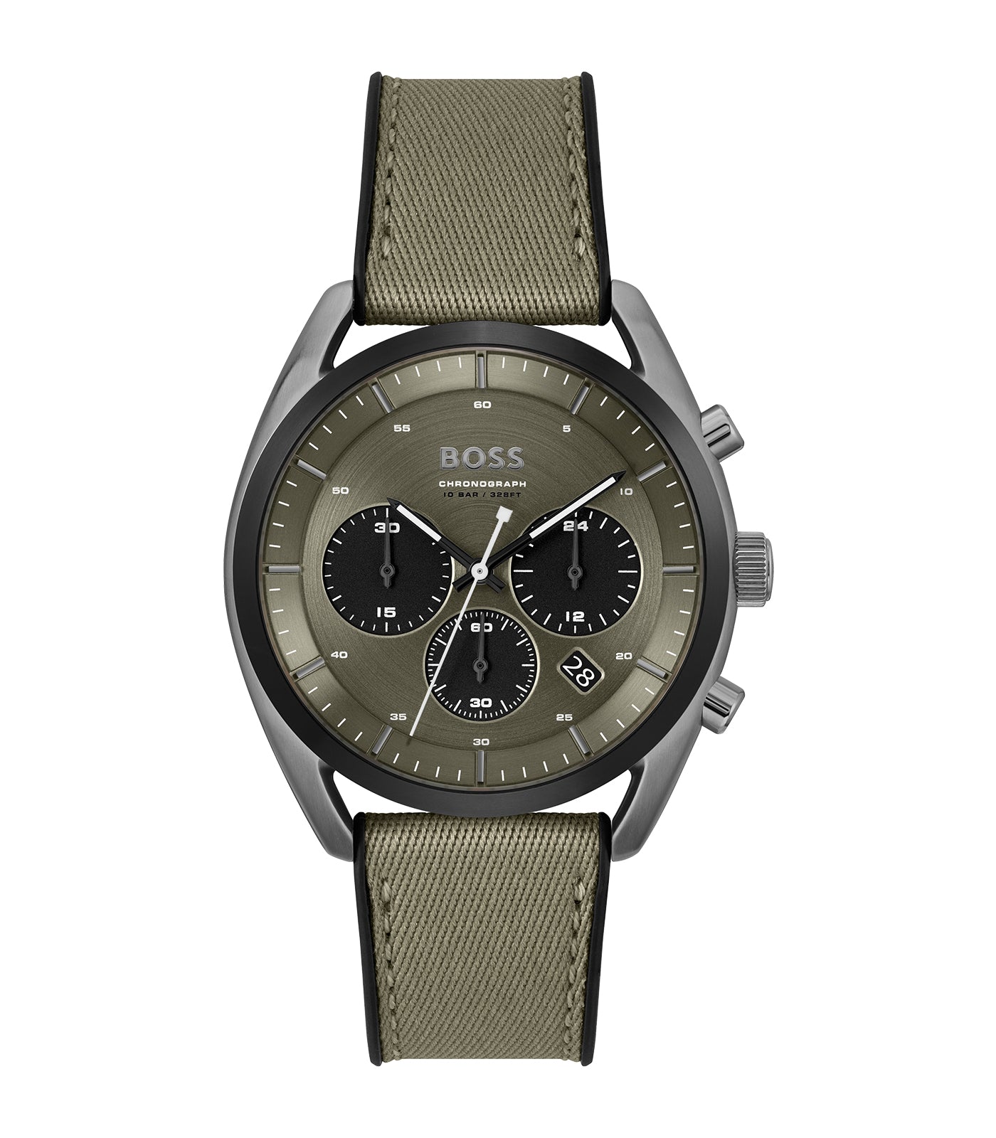 Boss - Top - Homme - Chrono - Bracelet Silicone Khaki - Boitier PVD Gris - Cadran Khaki