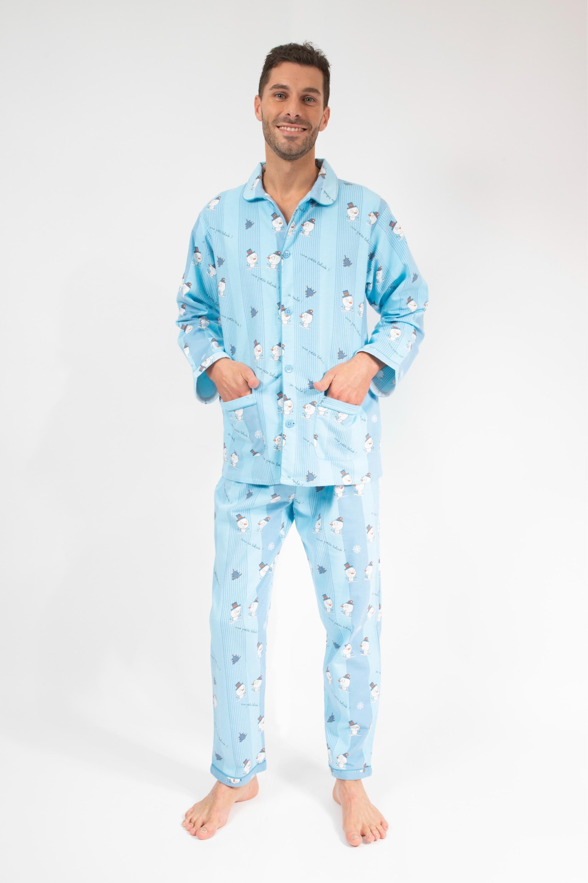 Pyjama en Flanelle Homme Bleu Ciel