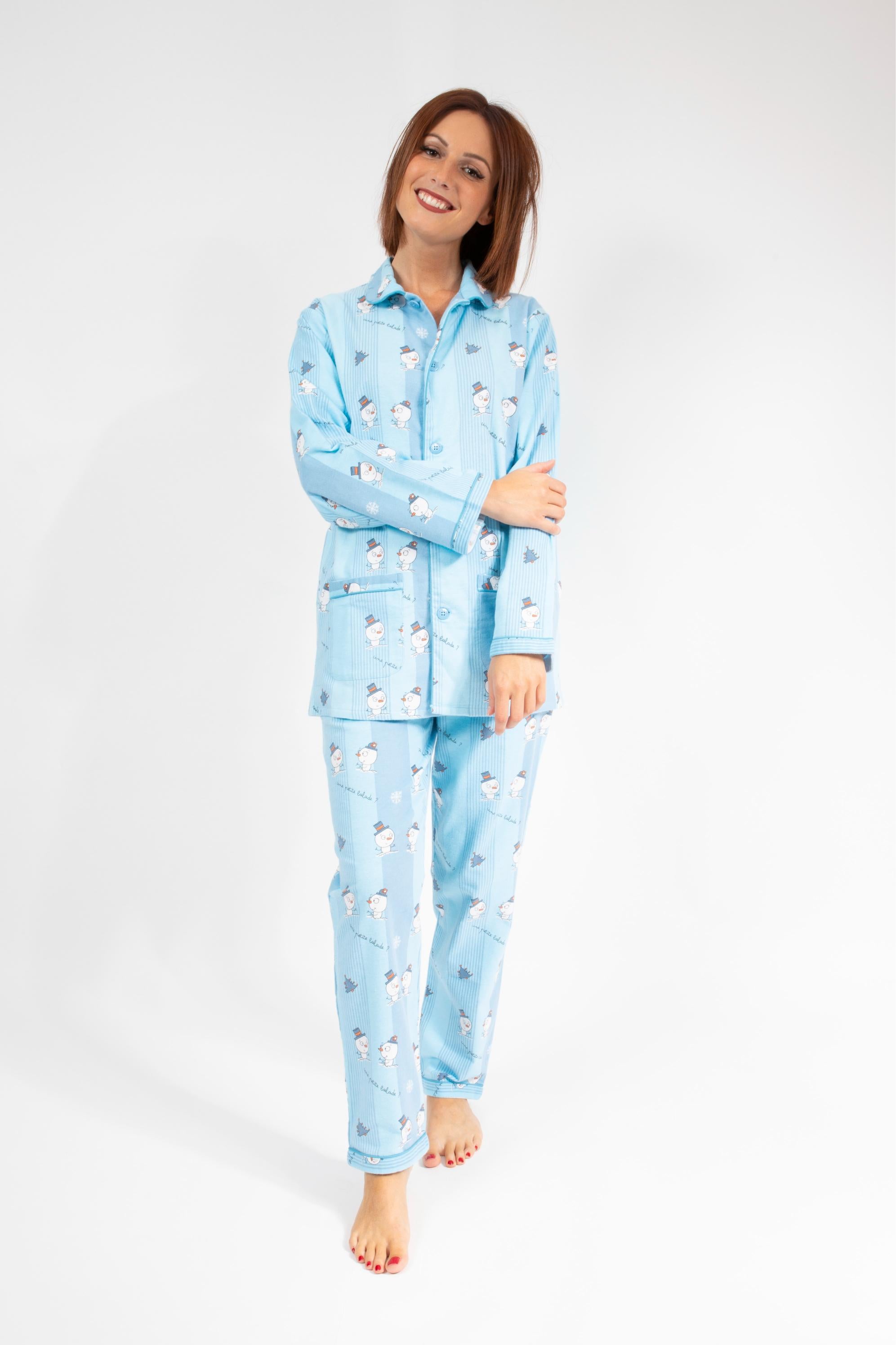 Pyjama en Flanelle Femme Bleu Ciel