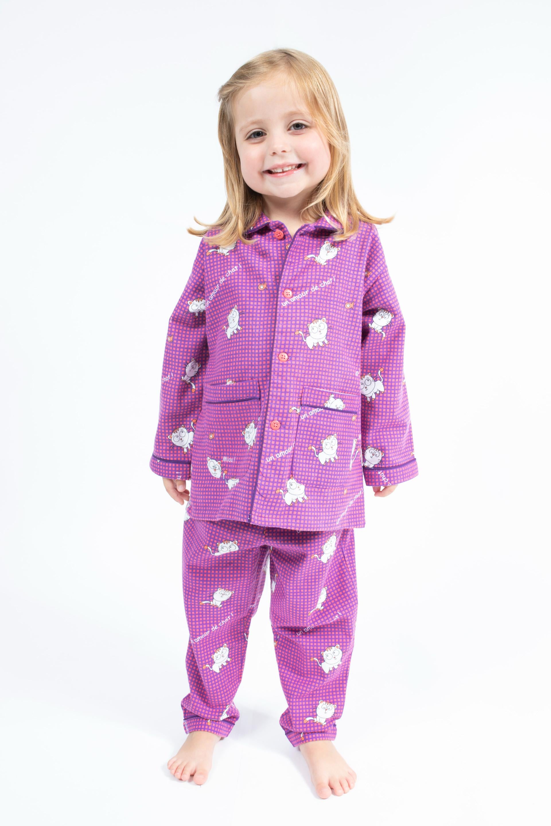 Pyjama en Flanelle Enfant Mauve/Violet