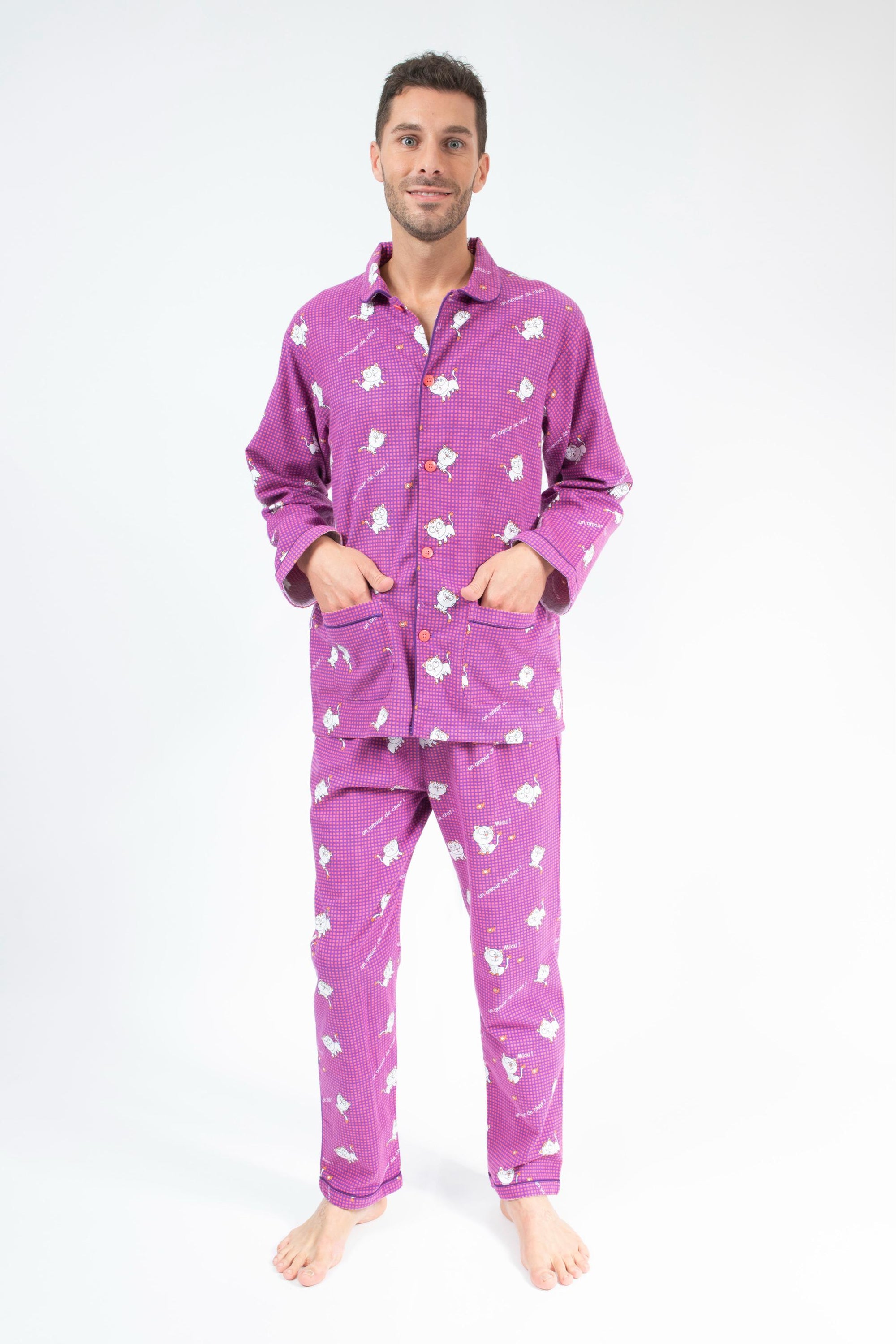 Pyjama en Flanelle Homme Mauve/Violet