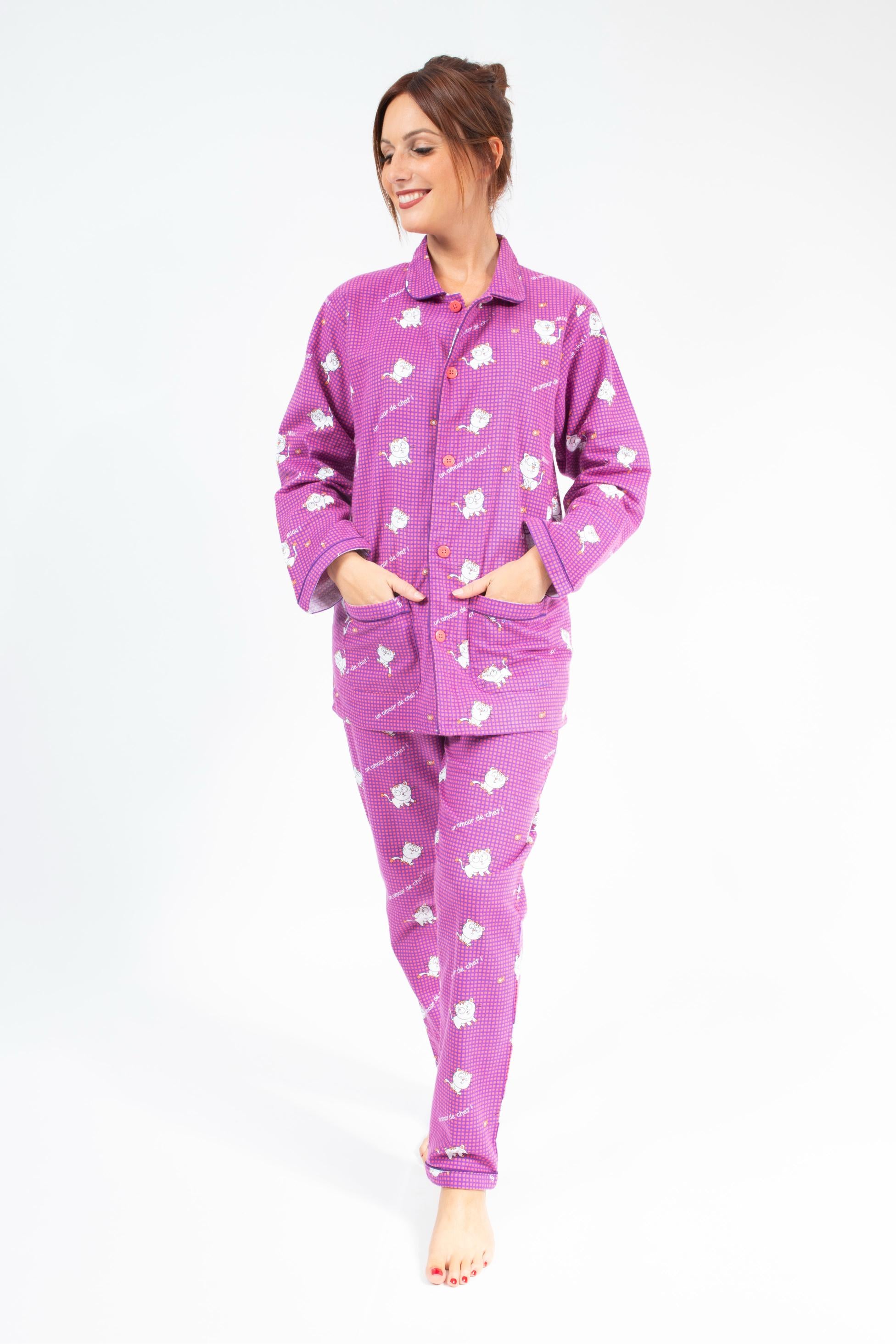 Pyjama en Flanelle Femme Mauve/Violet