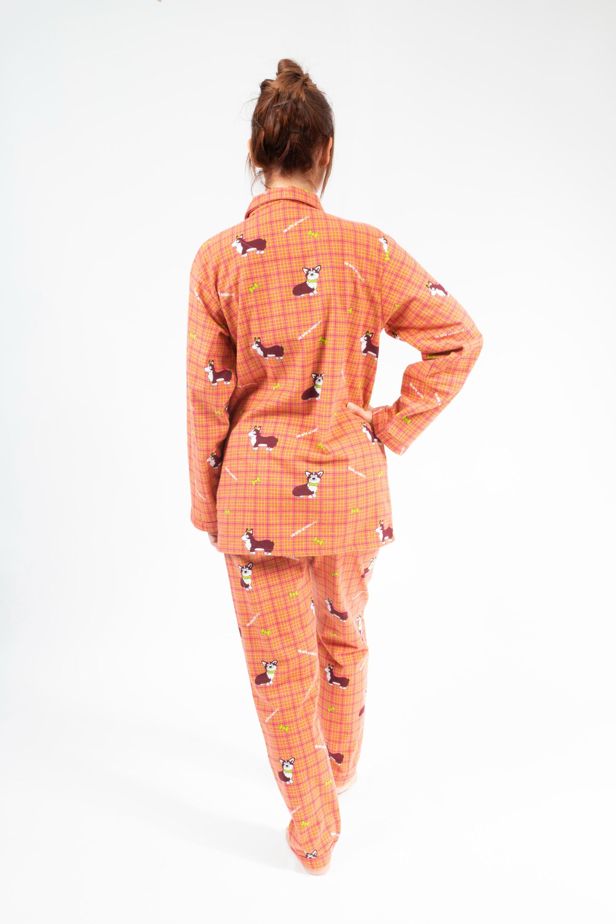 Pyjama en Flanelle Femme Rouge/Orange