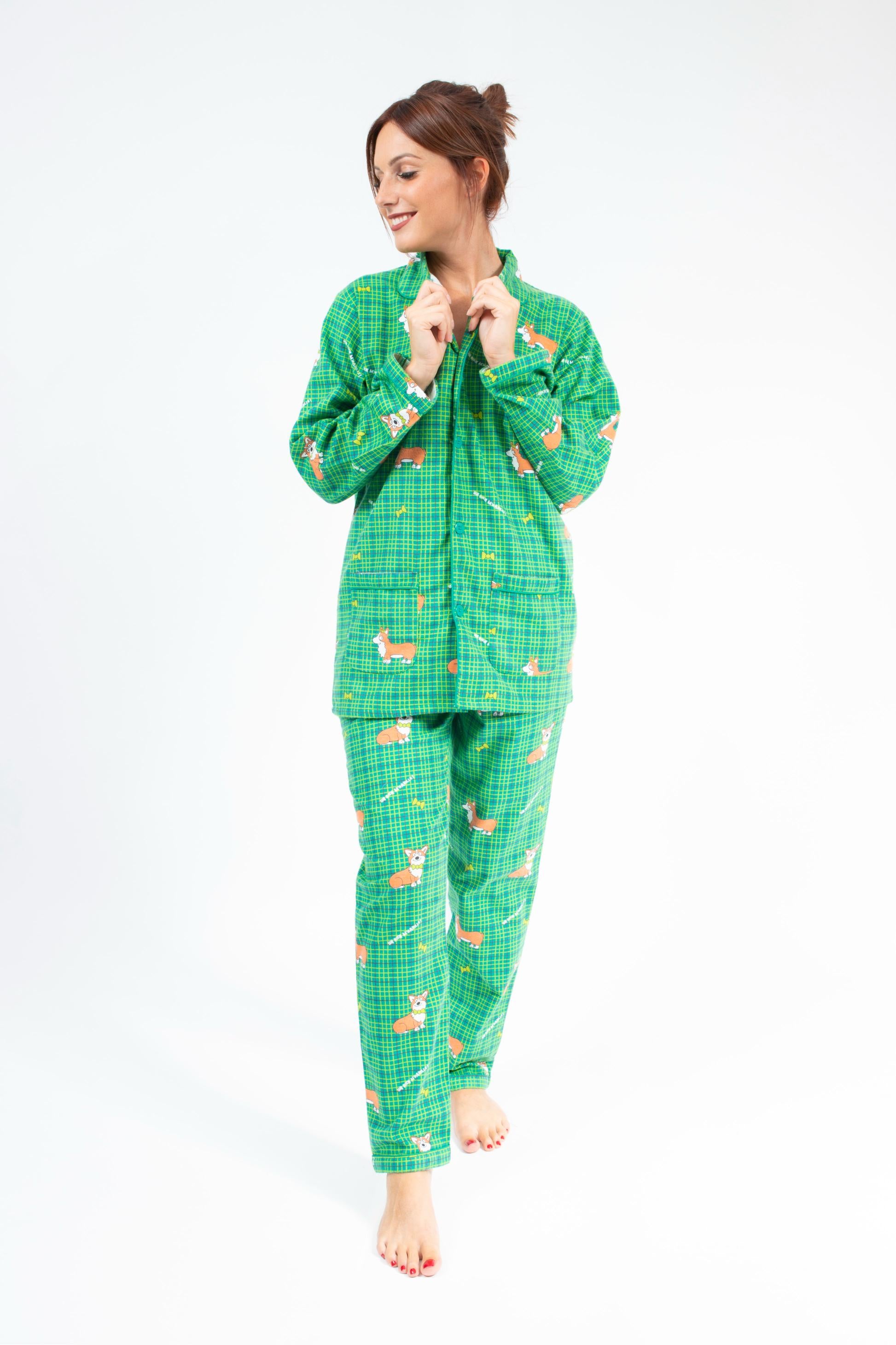 Pyjama en Flanelle Femme Vert