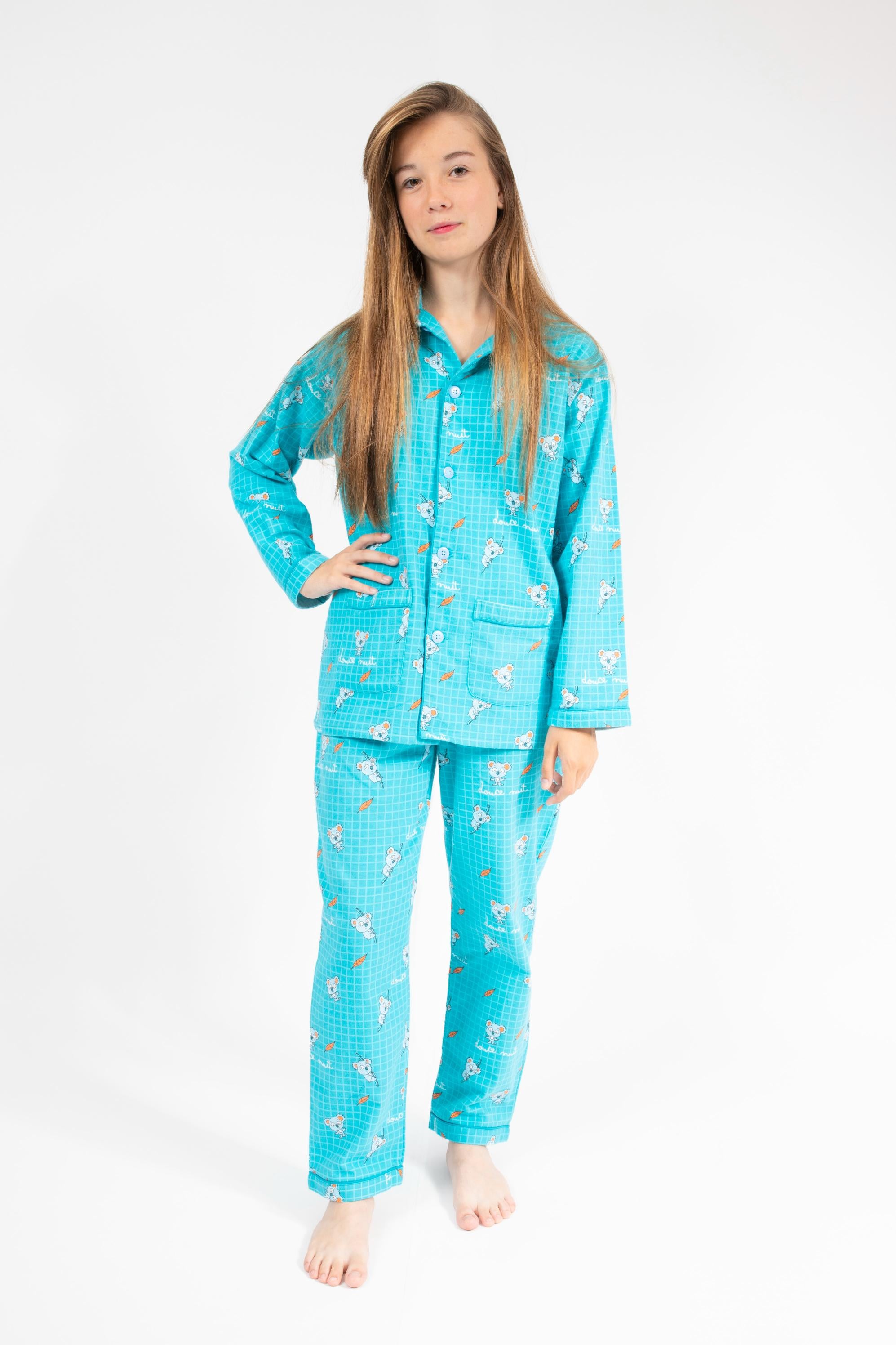 Pyjama en Flanelle Enfant Bleu