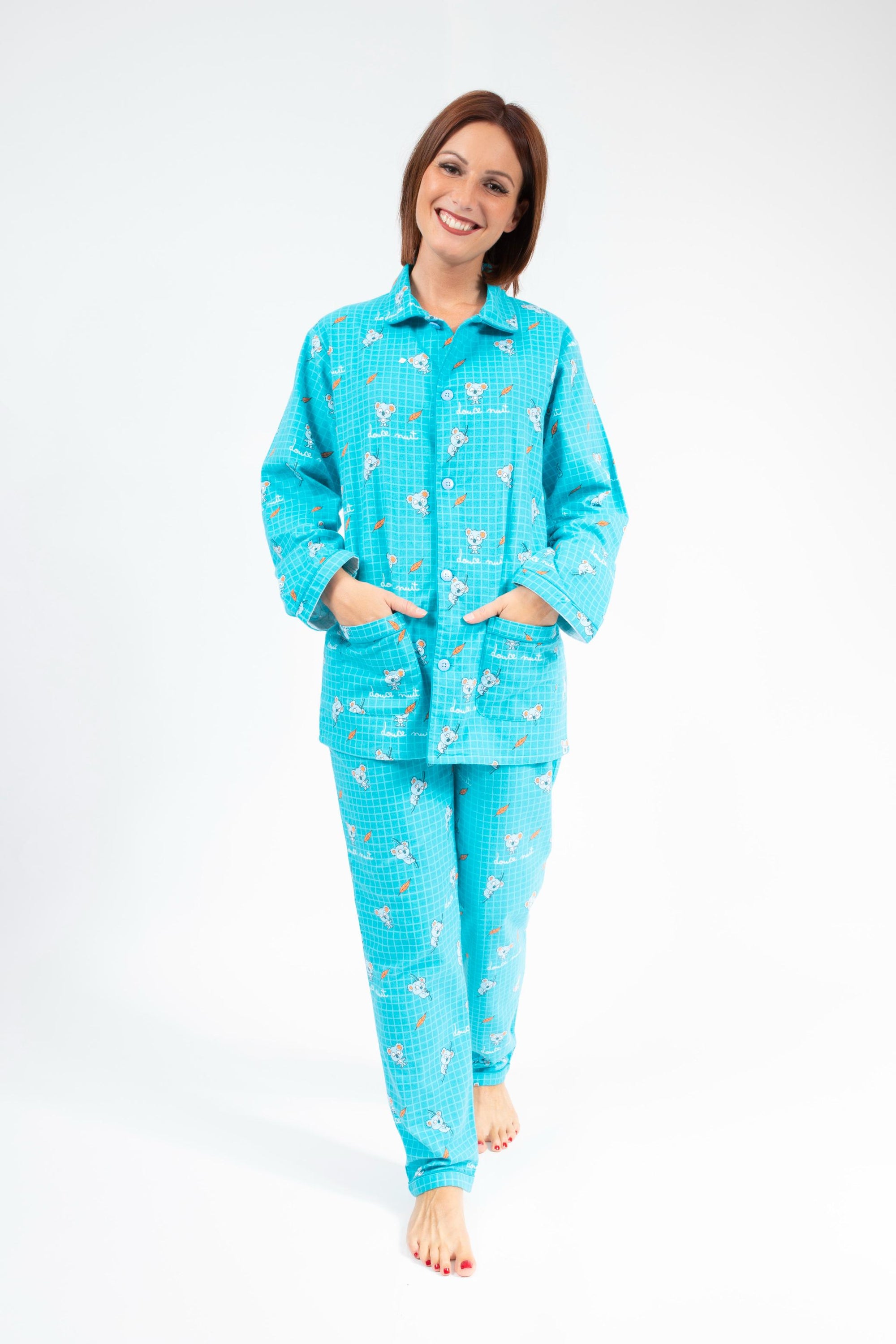 Pyjama en Flanelle Femme Bleu