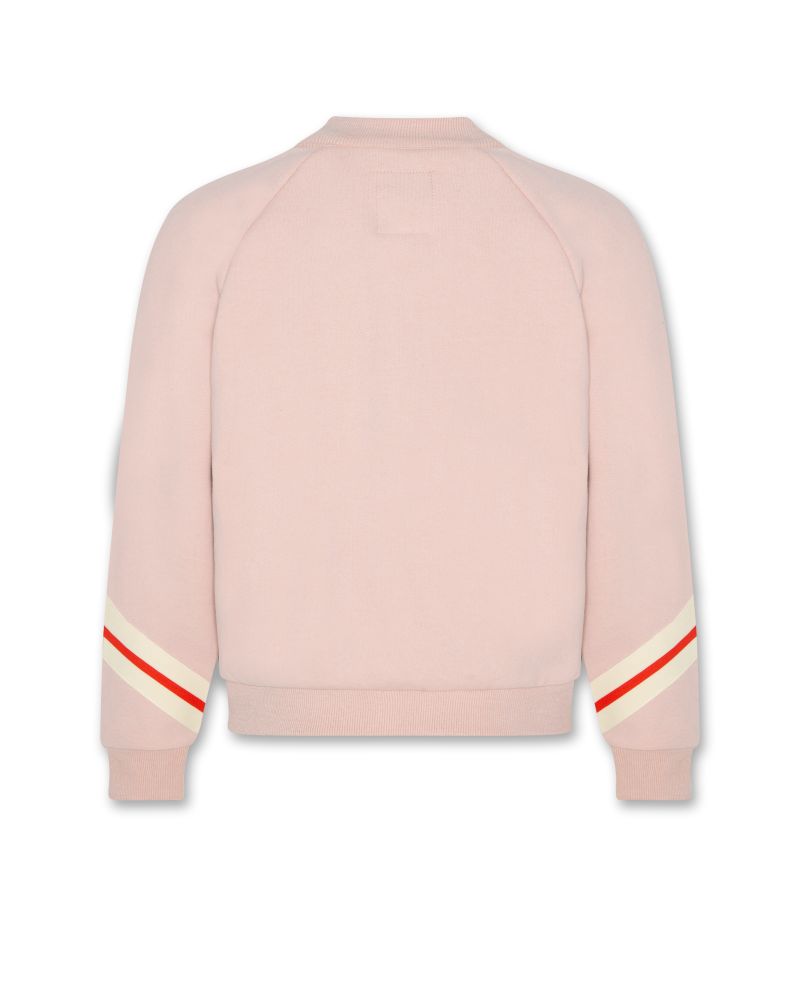 Girls - Sweaters - Glorie Full Zip Stripe - Dusty Pink