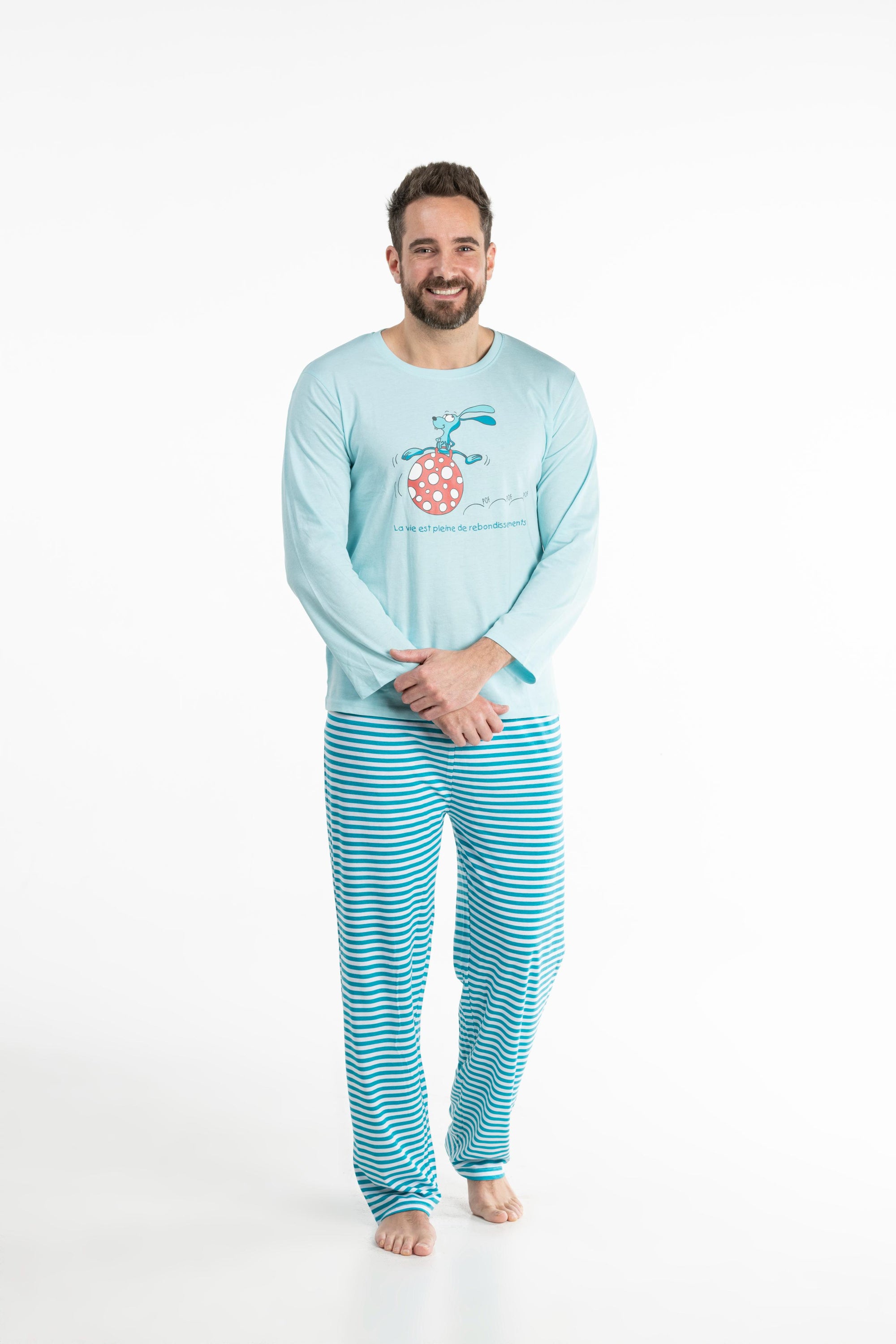 Long Pyjama - Homme - Bleu Eau Claire