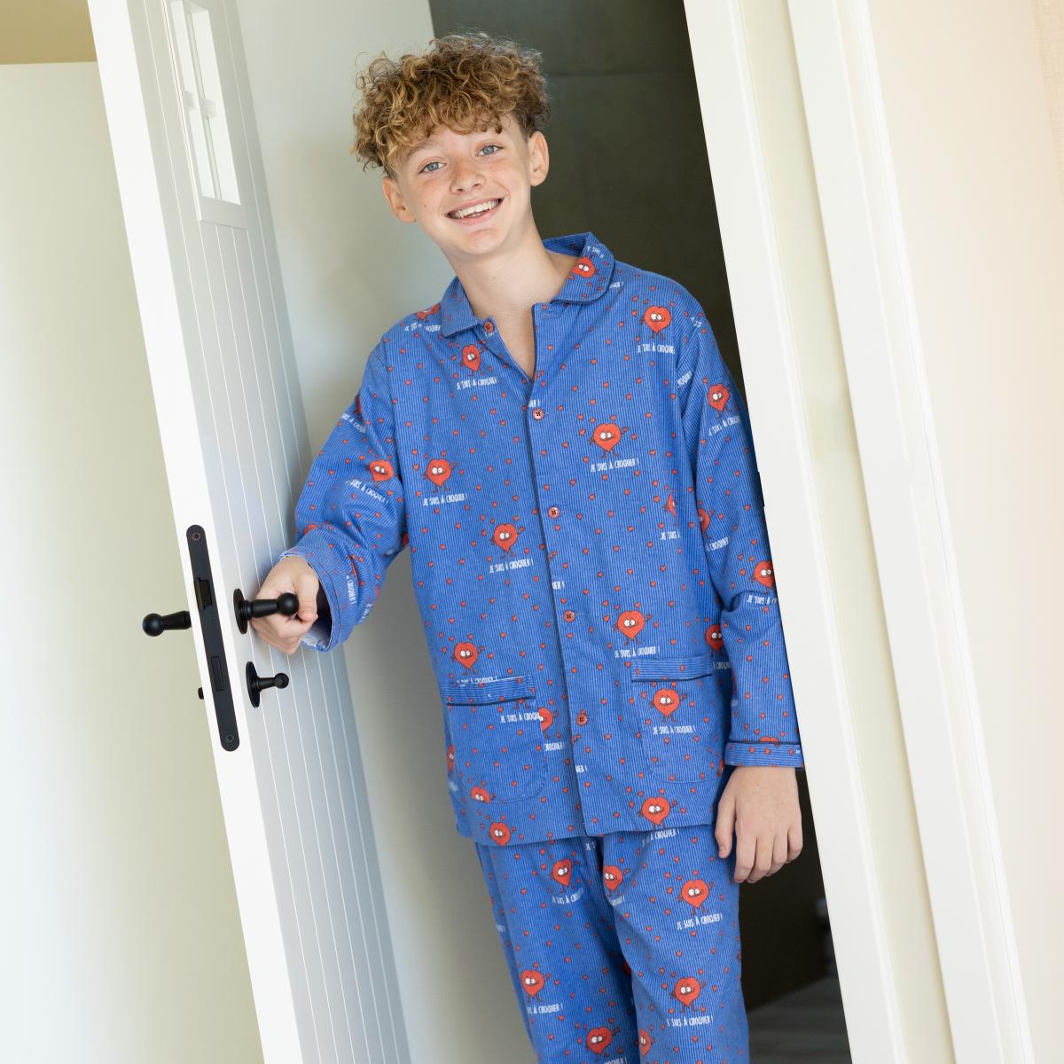 Pyjama Long - Kid Mixte - Bleu À Ligne