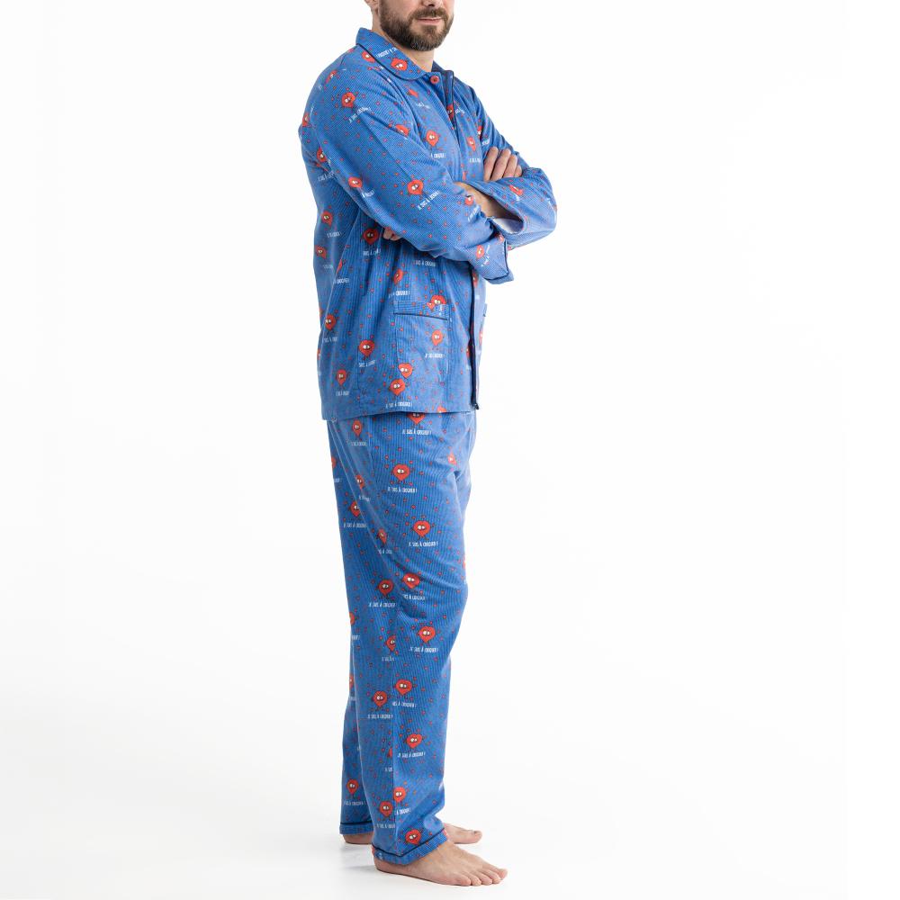 Pyjama Long - Homme - Bleu À Ligne