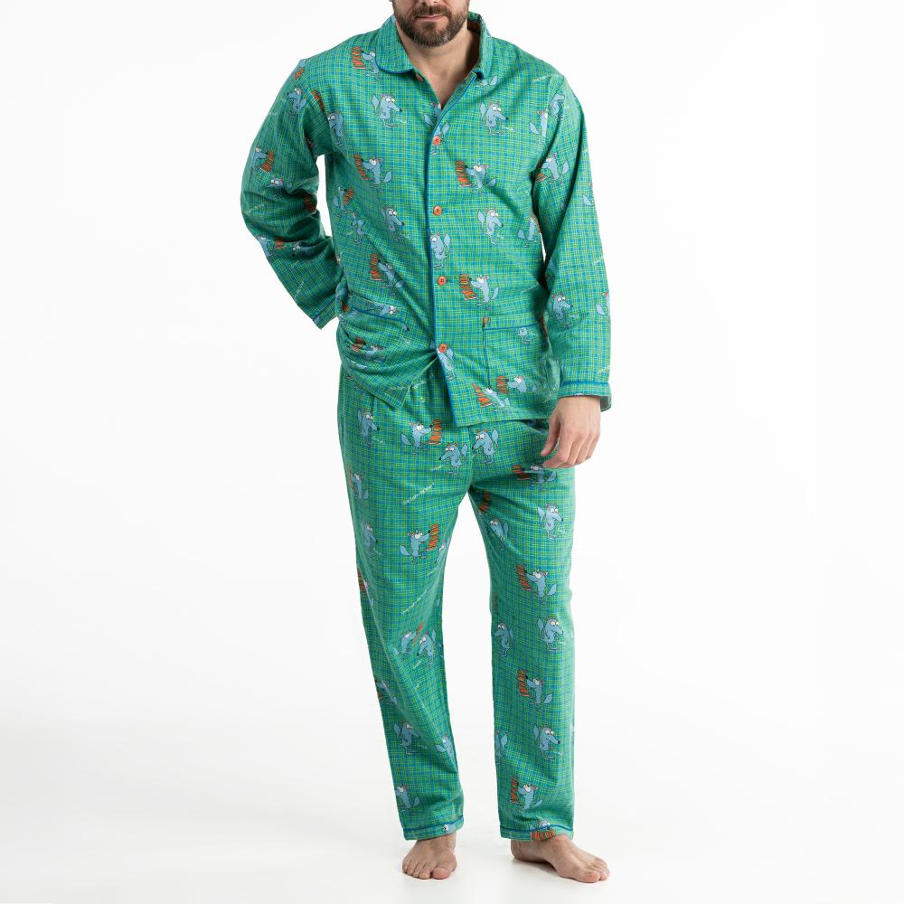 Pyjama Long - Homme - Bleu/Vert