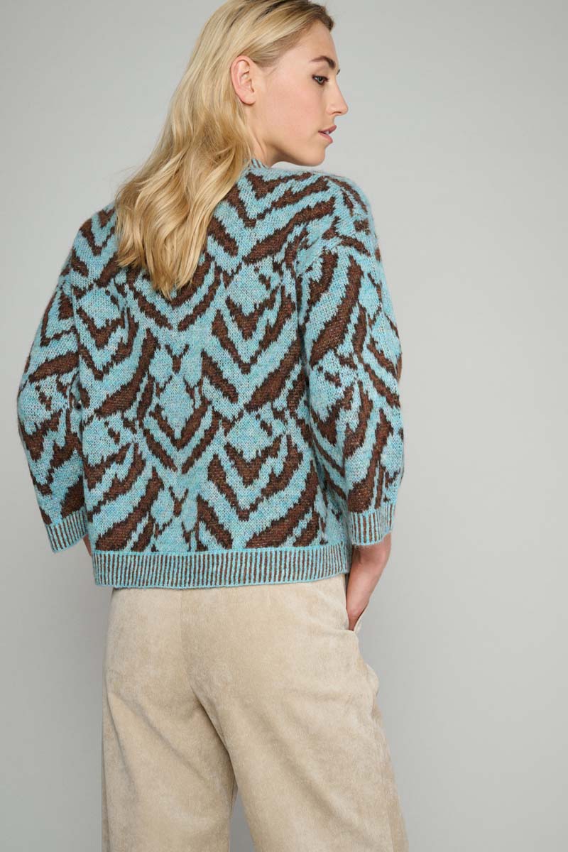 Pull - Turquoise - PU87/TUR+BRO+COF