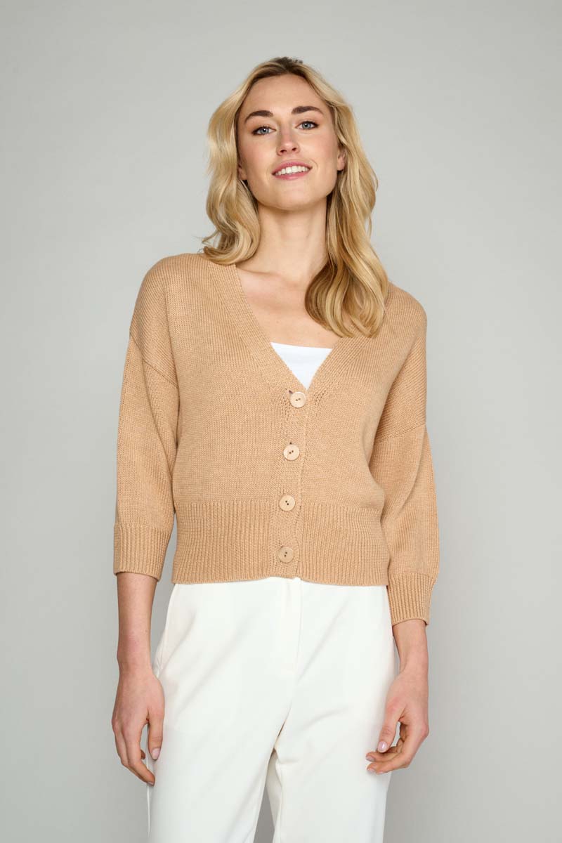 Cardigan En Maille Couleur Camel - Chameau