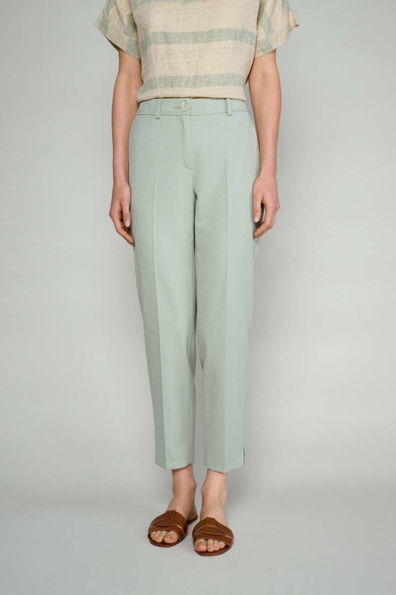 Pantalon Vert Fluide Avec Pli - Vert