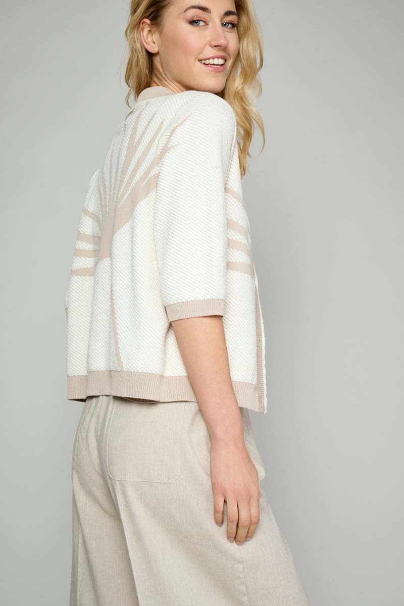 Cardigan Beige En Jacquard - Crème