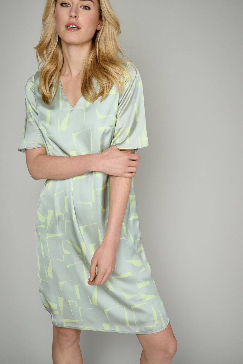 Robe Tunique Ample À Imprimé Bicolore  - Vert