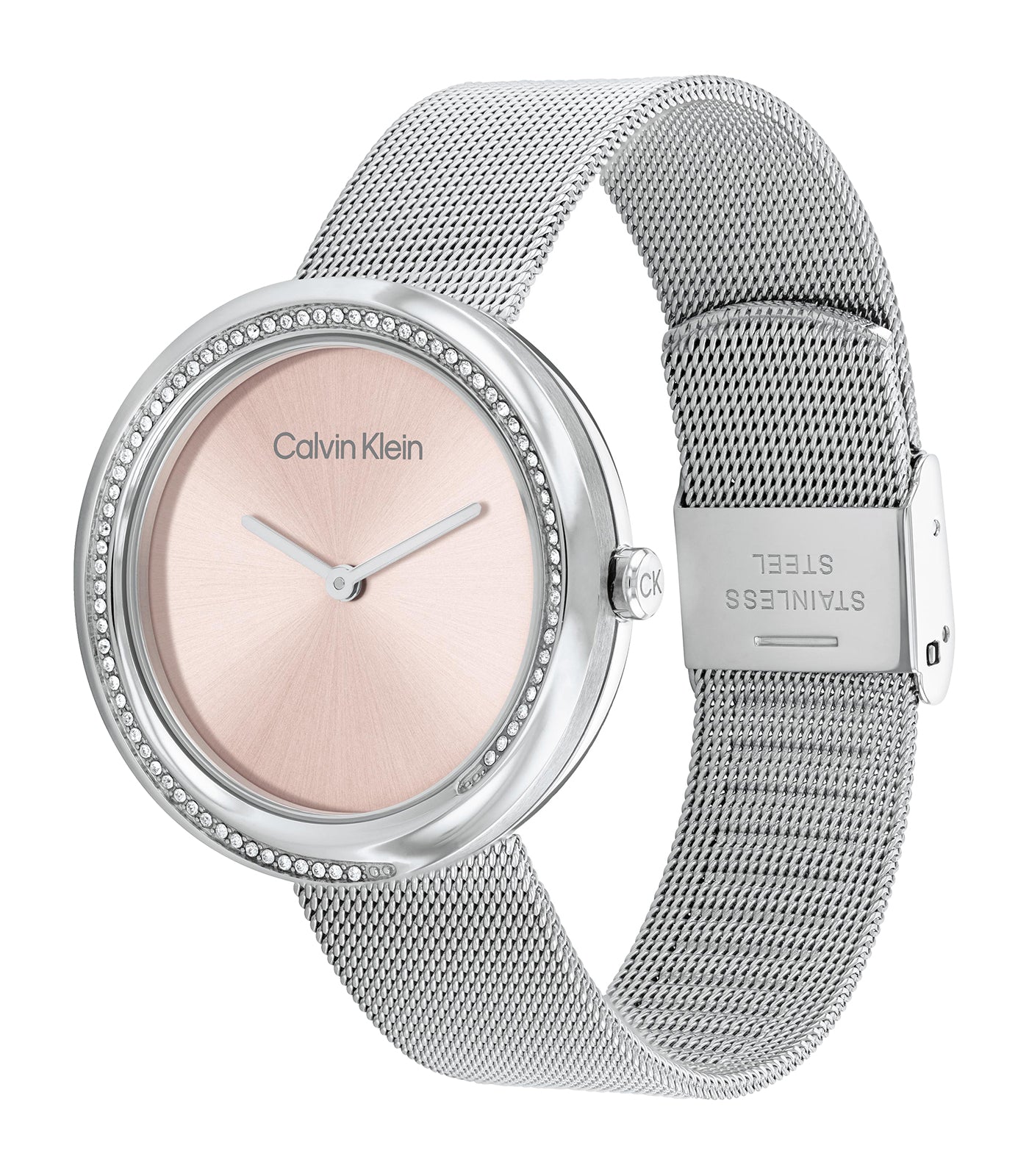 Calvin Klein - Sculptural - Femme - Bracelet Argenté- Cadran Rose-Boitier Argenté