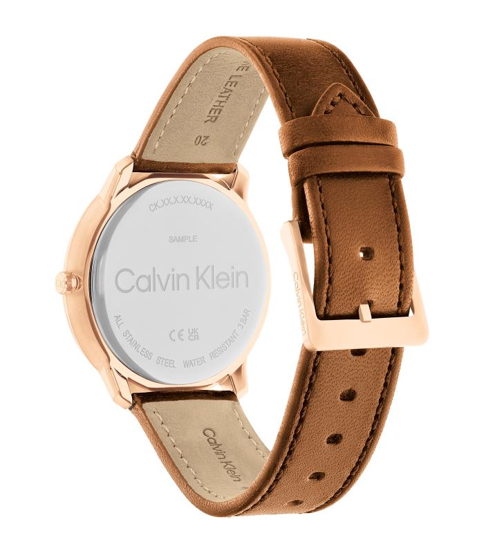 Calvin Klein - Timeless - Homme - Bracelet Camel -  Cadran Bleu - Boitier Carnation Gold