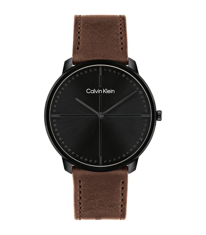 Calvin Klein - Timeless - Homme - Bracelet Brun -  Cadran Noir - Boitier Noir