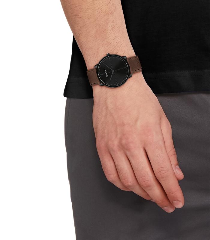 Calvin Klein - Timeless - Homme - Bracelet Brun -  Cadran Noir - Boitier Noir