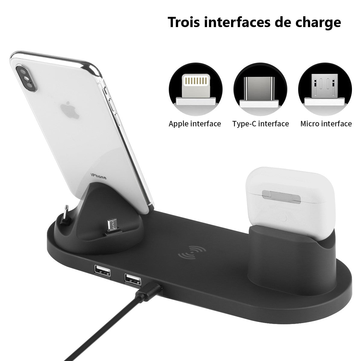 Station De Charge 4 En 1  - Noir