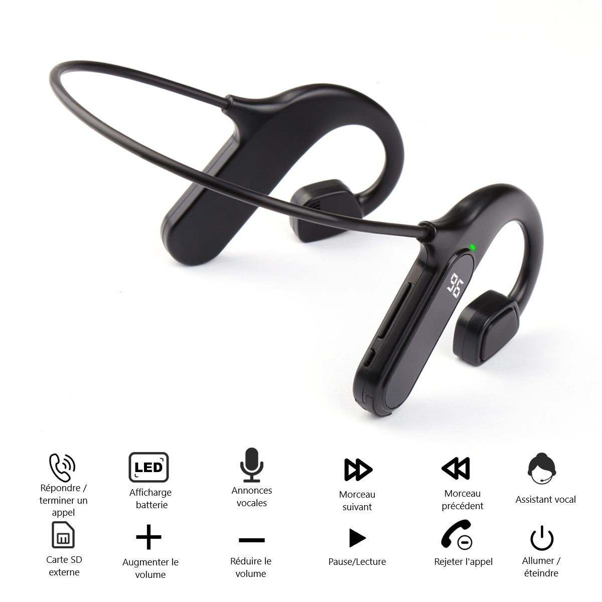 Ecouteurs Bluetooth Sport - Noir