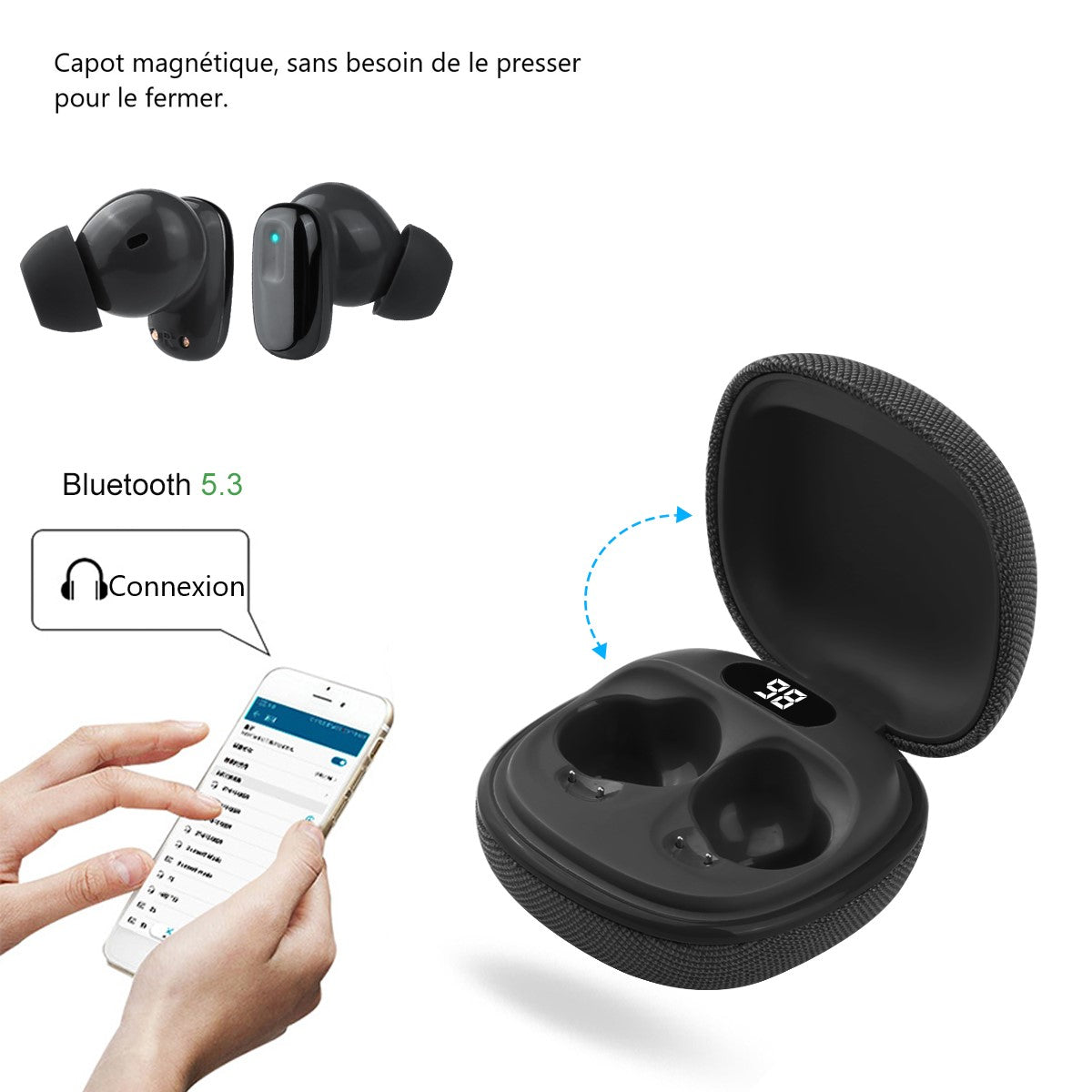 Ecouteurs Bluetooth Avec Reduction De Bruit - Noir