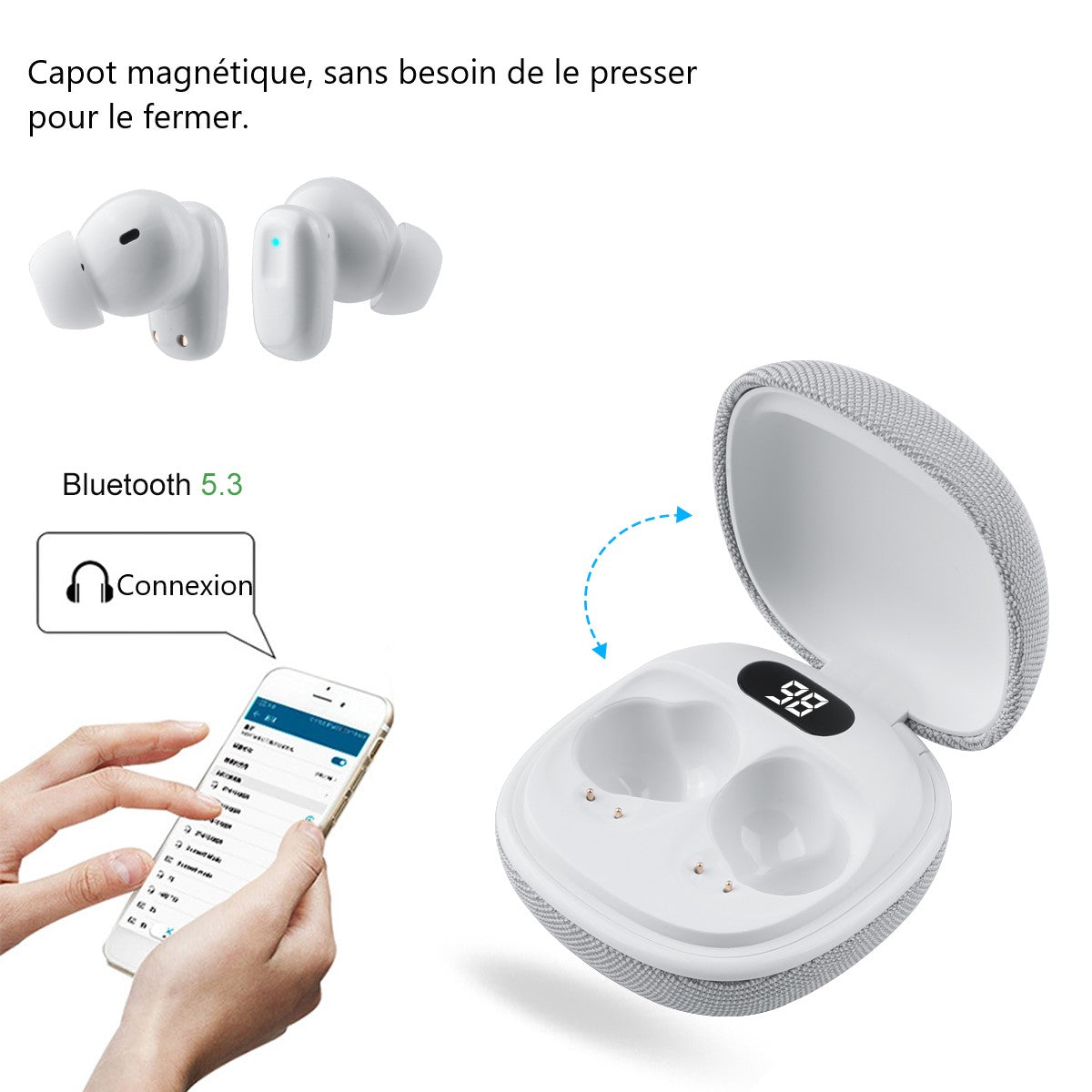 Ecouteurs Bluetooth Avec Reduction De Bruit - White