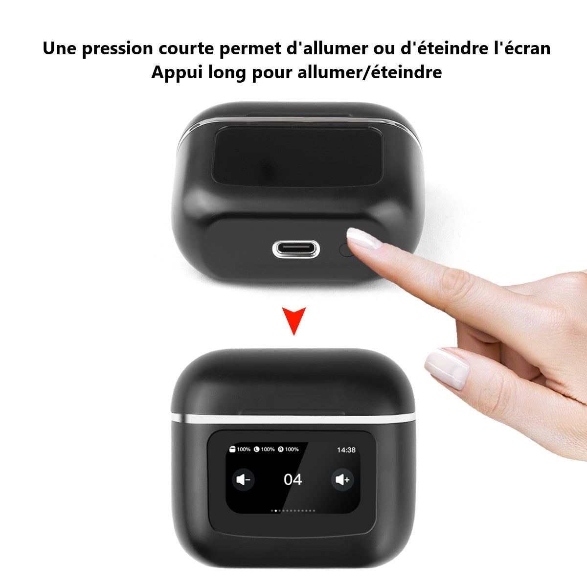 Ecouteurs  Avec Ecran Led Bluetooth - Noir