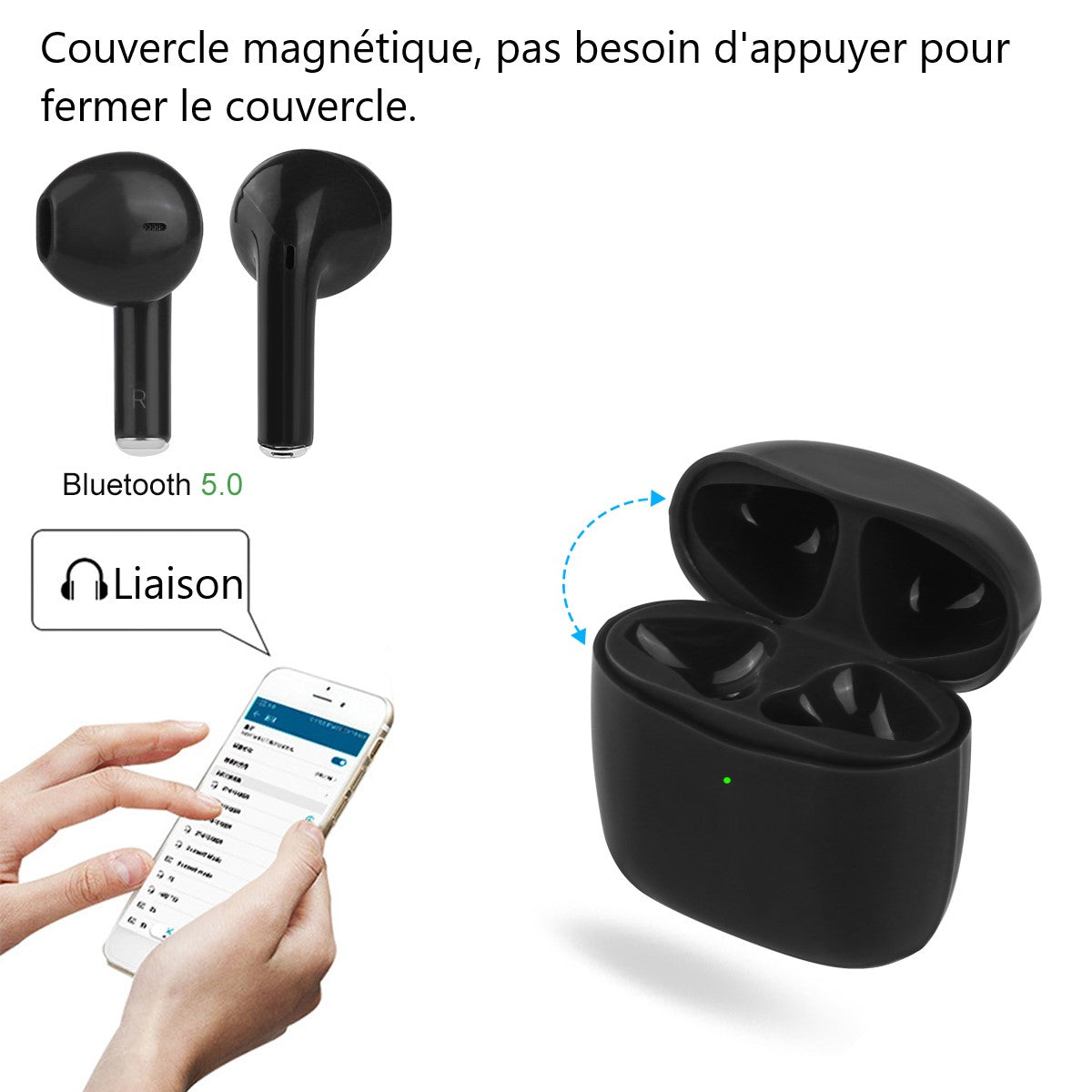 Ecouteurs Bluetooth Sans Fil - Noir 