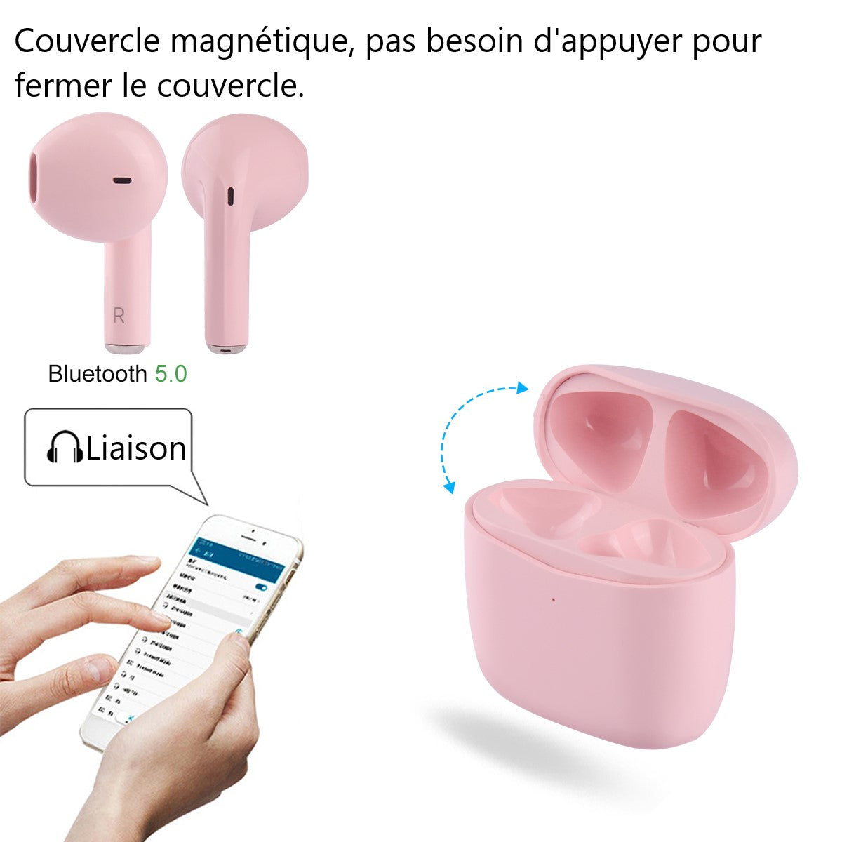 Ecouteurs Bluetooth Sans Fil - Rose