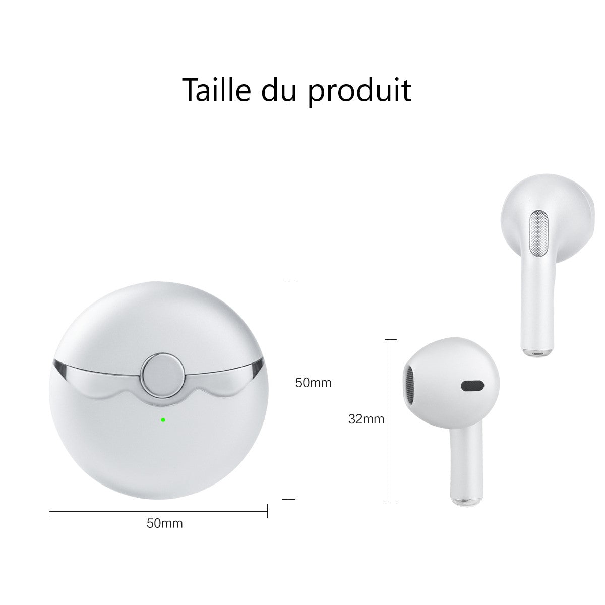 Ecouteurs Bluetooth Avec Reduction De Bruit - Blanc