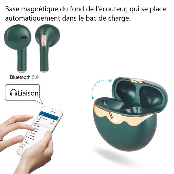 Ecouteurs Bluetooth Avec Reduction De Bruit - Vert