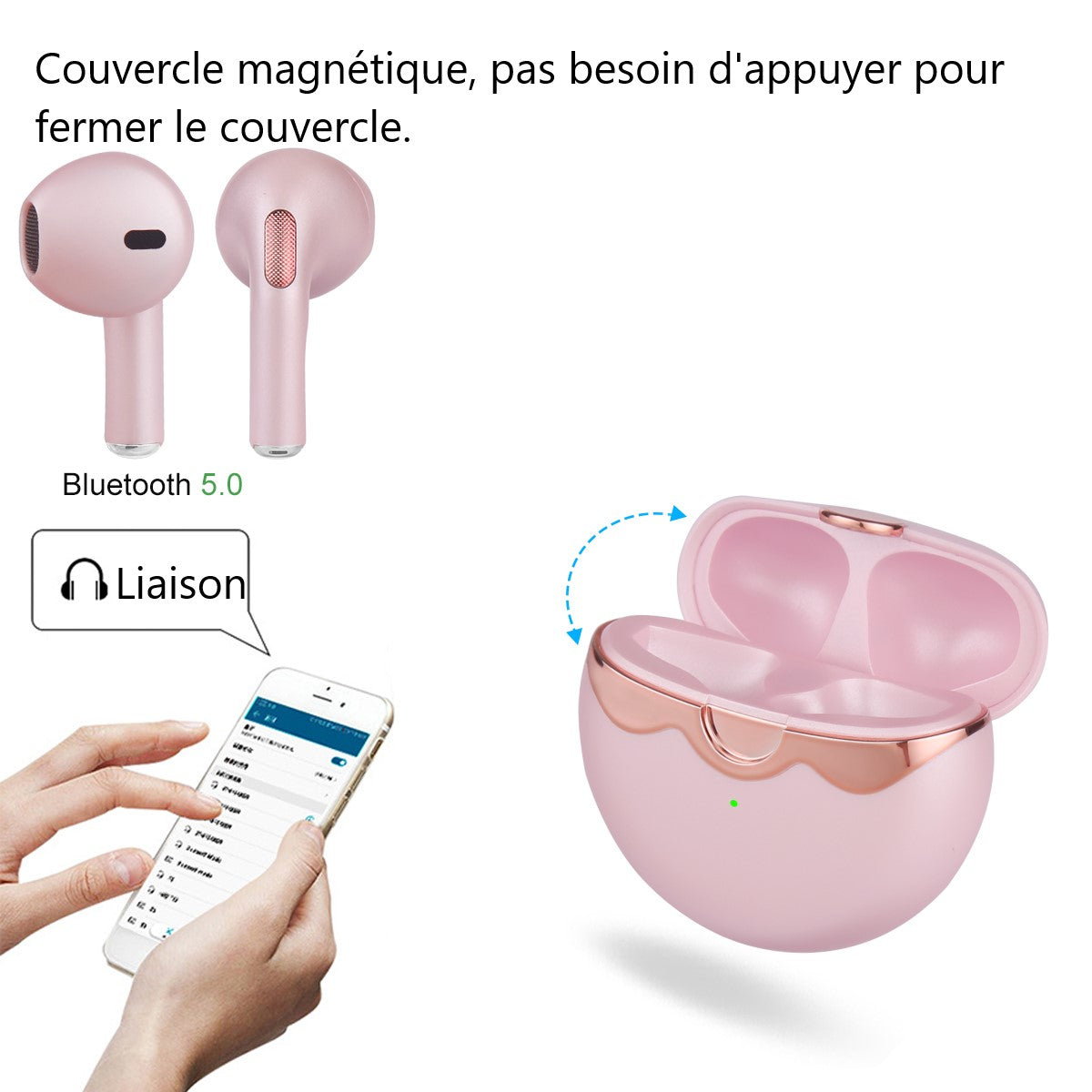 Ecouteurs Bluetooth Avec Reduction De Bruit - Rose