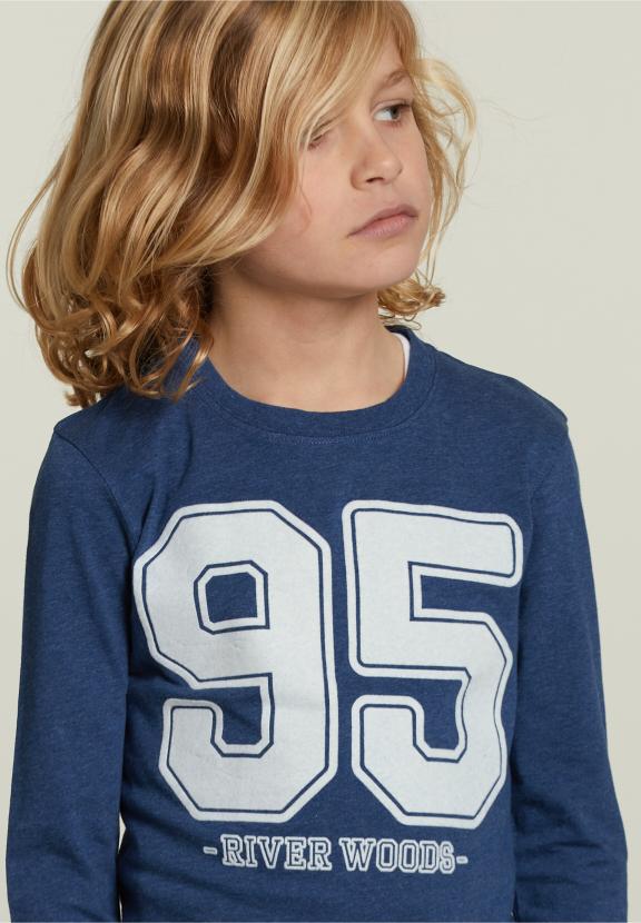 T-shirt Fantaisie en Coton Marine Mix - Bleu