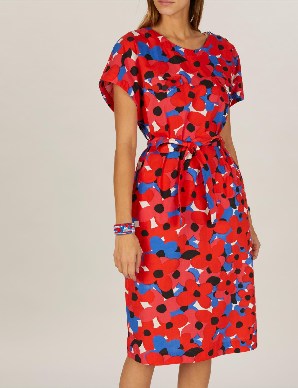 Dress With Shoulder Buttons In Red