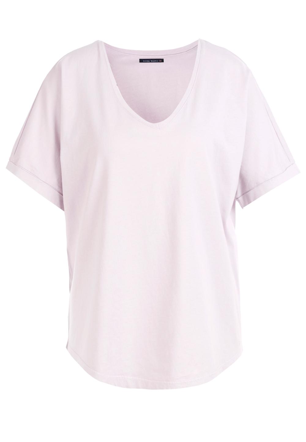 Loose V-neck T-shirt in Purple