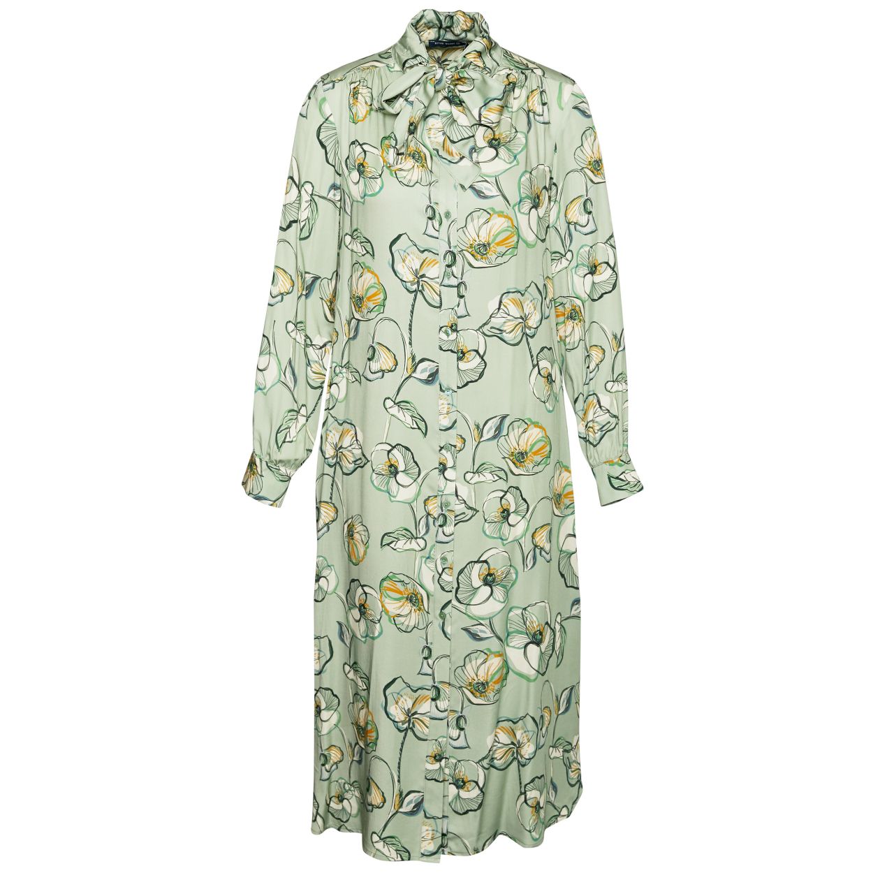 Femme Robe-chemise Avec Ruban De Col En Vert