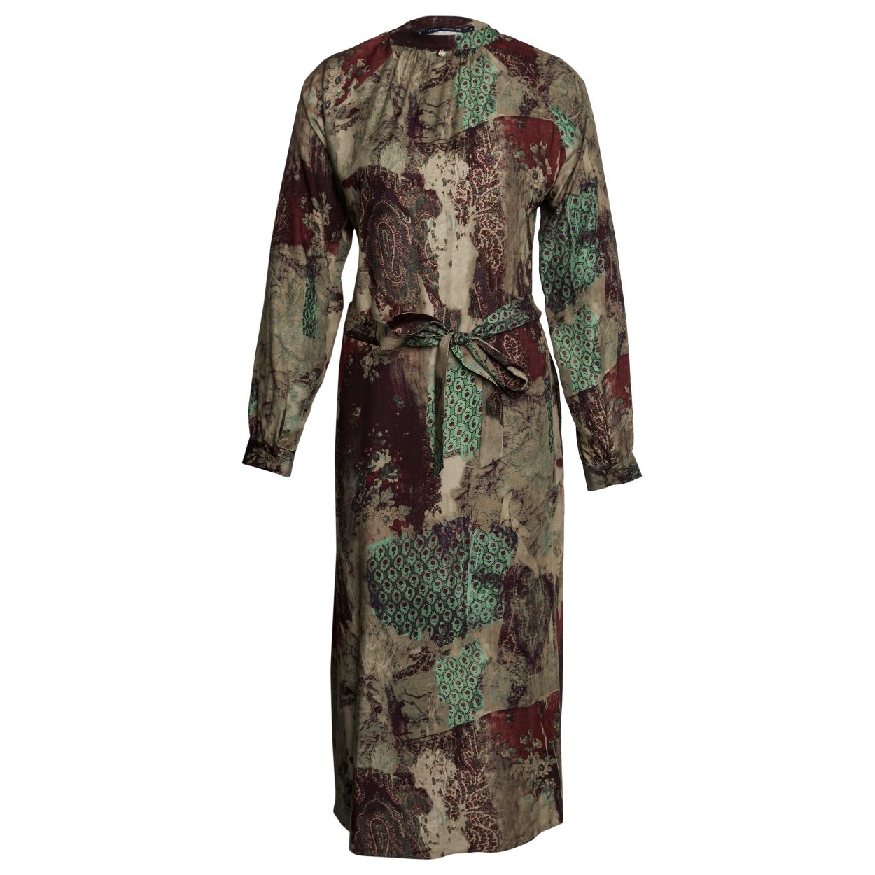 Femme Robe Midi En Viscose À Motifs Multiples