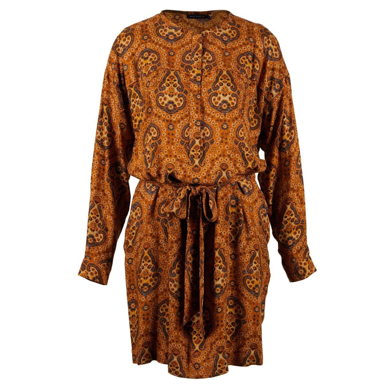 Femme Robe En Viscose À Manches Longues En Marron