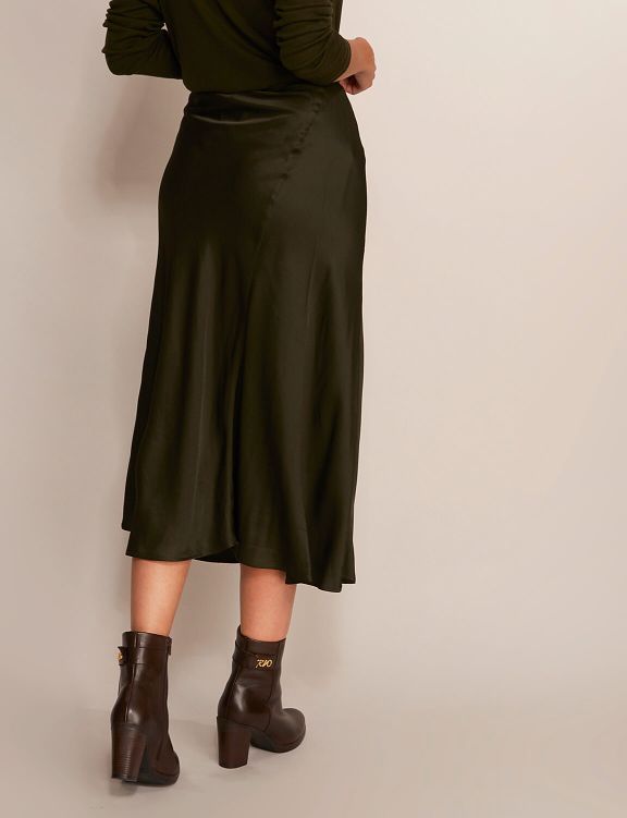 Femme Jupe Midi En Satin Vert