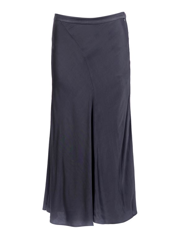 Femme Jupe Midi En Satin Gris