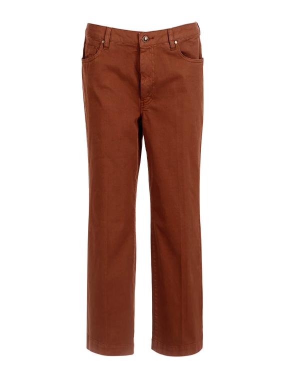 Pantalon Large en Coton Court en Marron