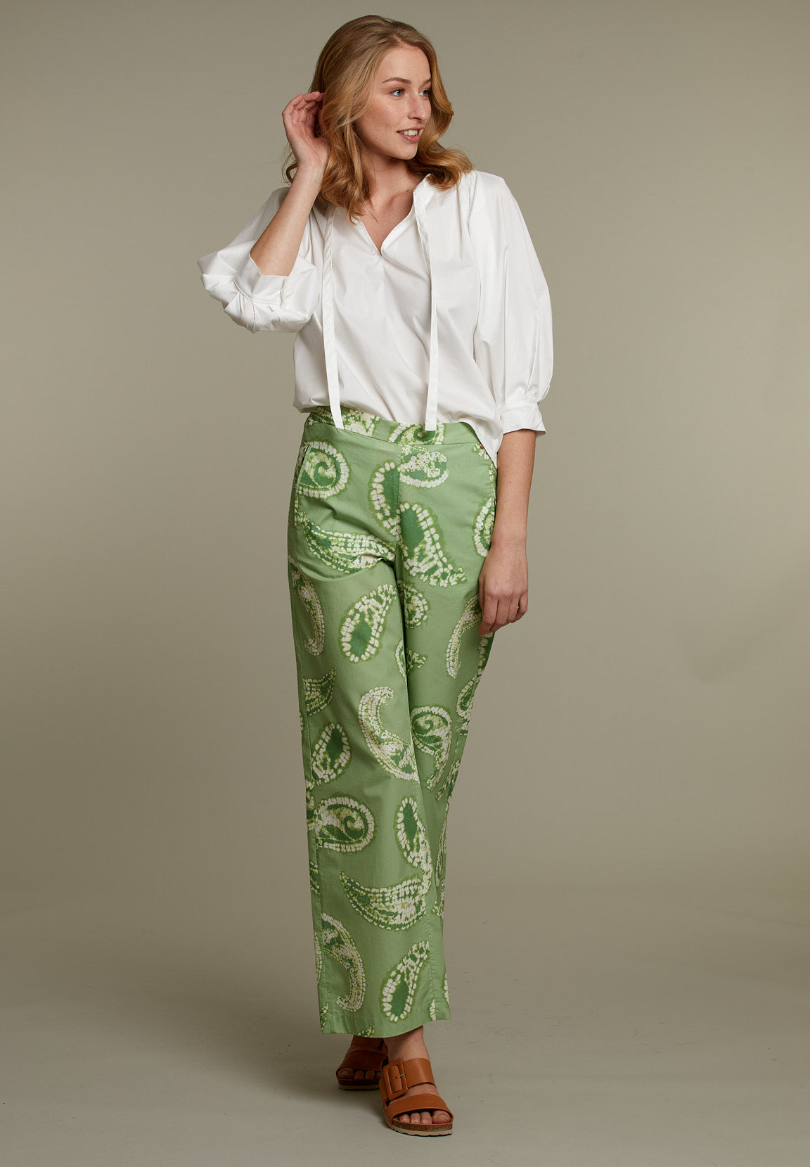 Green Paisley Pants - Green