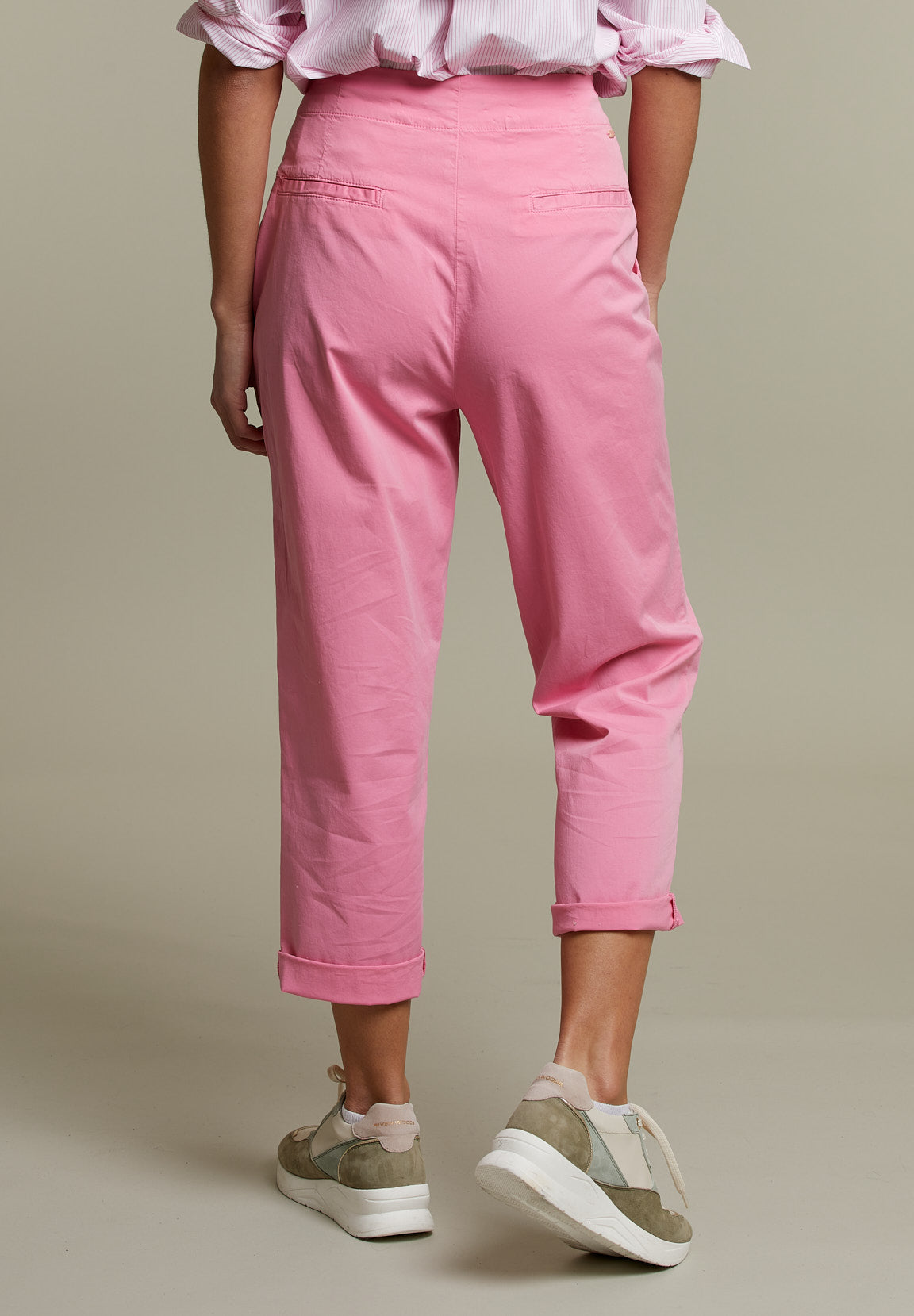 Pink Cropped Cotton Pants - Pink