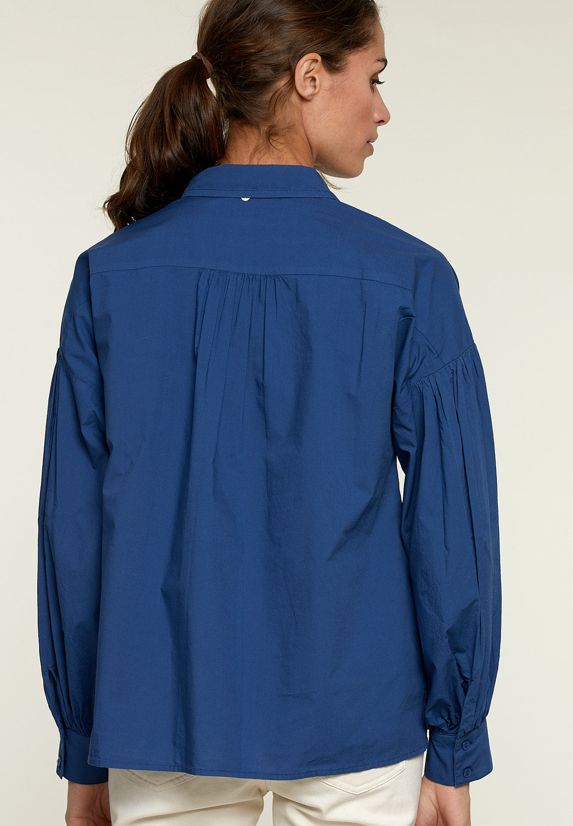 Blue Balloon Sleeves Shirt - Blue