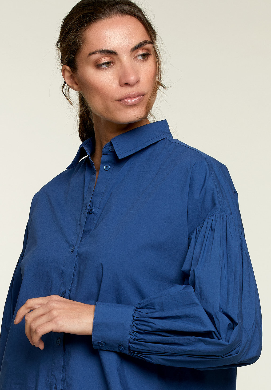 Blue Balloon Sleeves Shirt - Blue