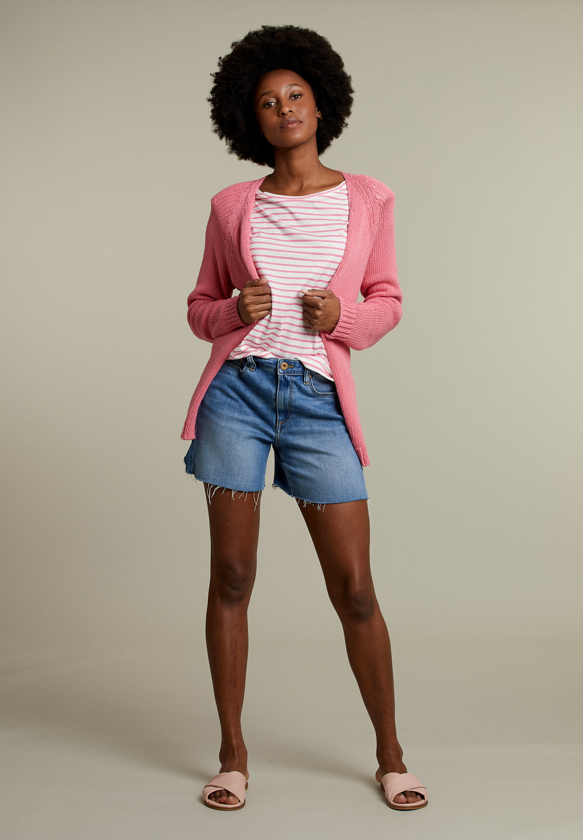 Pink Cotton Cardigan - Pink