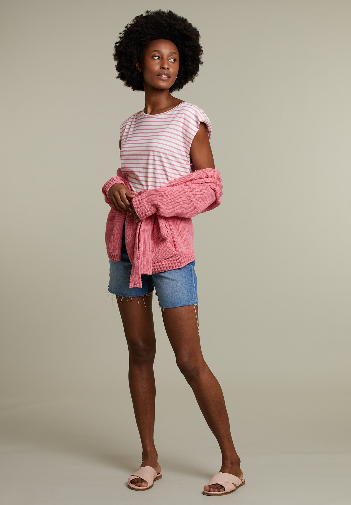 Pink Cotton Cardigan - Pink